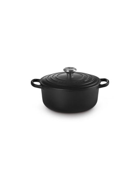 COCOTTE RONDE EN FONTE ÉMAILLÉE AVEC INTÉRIEUR NOIR 20 CM NOIR MAT - LE CREUSET