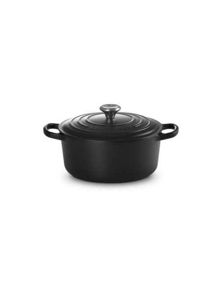 COCOTTE RONDE EN FONTE ÉMAILLÉE AVEC INTÉRIEUR NOIR 22 CM NOIR MAT - LE CREUSET