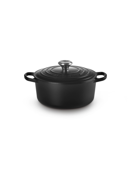 COCOTTE RONDE EN FONTE ÉMAILLÉE AVEC INTÉRIEUR NOIR 24 CM NOIR MAT - LE CREUSET
