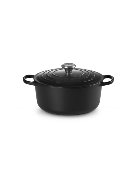 COCOTTE RONDE EN FONTE ÉMAILLÉE AVEC INTÉRIEUR NOIR 26 CM NOIR MAT - LE CREUSET