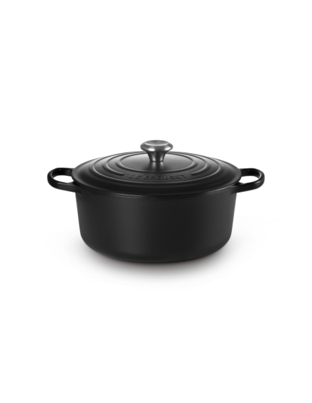 COCOTTE RONDE EN FONTE ÉMAILLÉE AVEC INTÉRIEUR NOIR 28 CM NOIR MAT - LE CREUSET