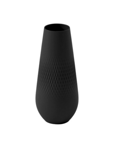VASE CARRÉ HAUT COLLIER NOIR -...