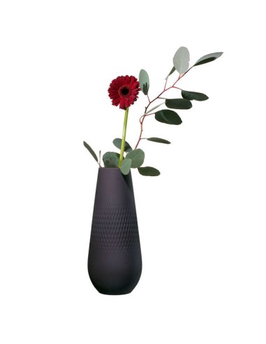 VASE CARRÉ HAUT COLLIER NOIR -...
