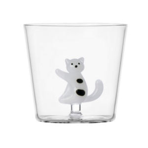 VERRE CHAT BLANC À TACHES NOIRES - ICHENDORF