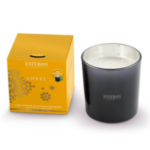 BOUGIE PARFUMÉE 3 MÈCHES AMBRE RECHARGEABLE 450 G - ESTÉBAN