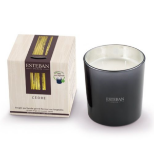 BOUGIE PARFUMÉE 3 MÈCHES CÈDRE RECHARGEABLE 450 G - ESTÉBAN