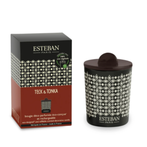 BOUGIE DÉCO PARFUMÉE TECK & TONKA RECHARGEABLE 180 G - ESTÉBAN
