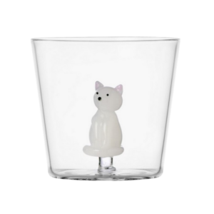 VERRE CHAT BLANC ASSIS - ICHENDORF