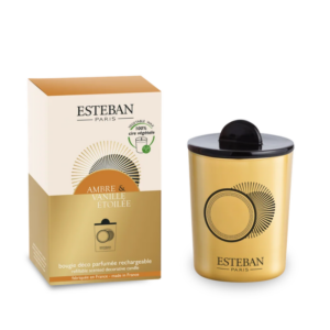 BOUGIE PARFUMÉE DÉCORATIVE AMBRE & VANILLE ÉTOILÉE RECHARGEABLE 180 G - ESTÉBAN